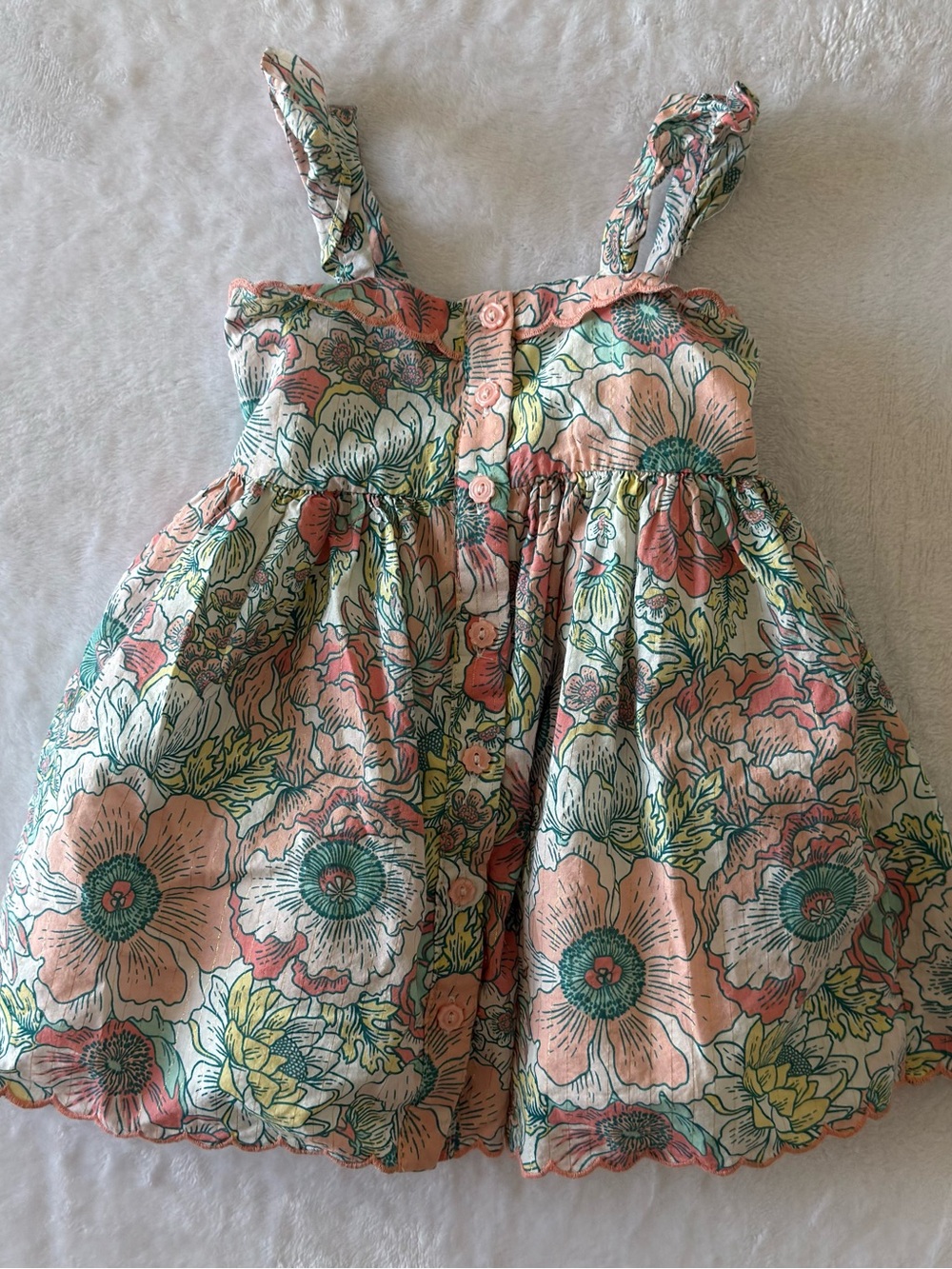 Haute Hippie Peach and Teal Floral Cotton Sundress for Kids